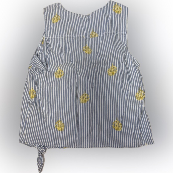 J Crew Striped Sleeveless Top with Yellow Lemon Accents | Sz 8 - Picture 2 of 4